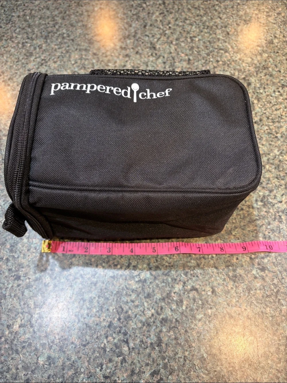 Pampered Chef Black Insulated Lunch Tote with Make & Go Salad Mason Container